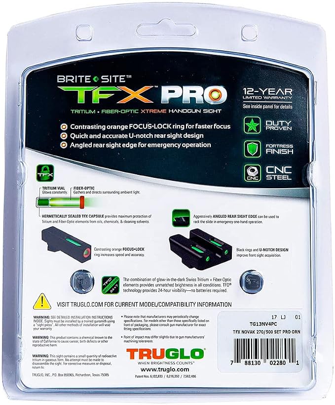 Truglo TFX PRO Handgun Sight, Glowing Shock Proof Tritium and Fiber Optic Night - Image 5
