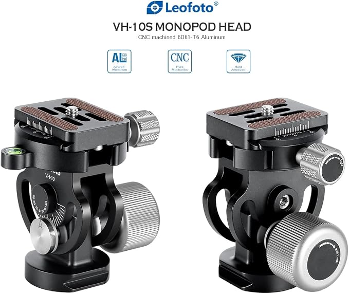 Leofoto MP-365C+VH-10S Monopod and Tilt Head Set, Carbon Fiber, VH-10S Monopod - Image 2
