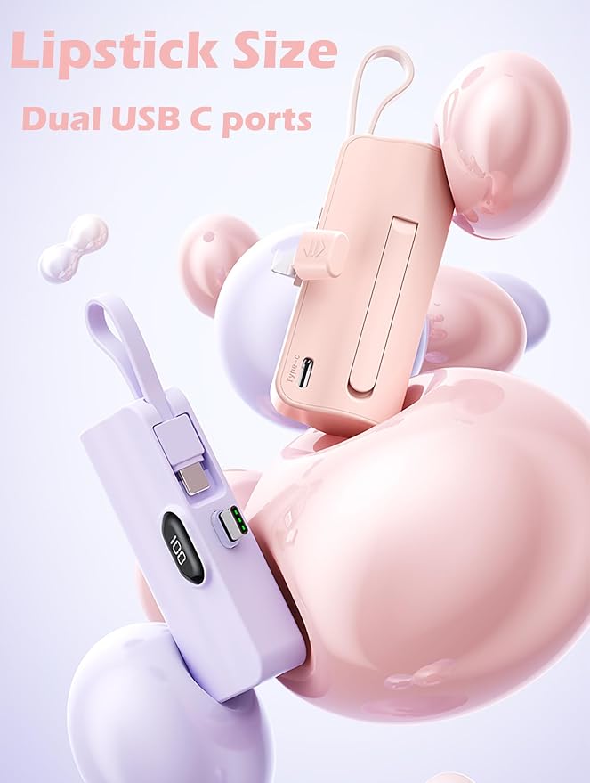 Mini power bank 5500mAh Portable Power Bank,Dual USB-C ports Cell Phone Power Charger, LCD LED Display Battery Compatible with iPhone17/16/15 plus/15 pro/15 pro Max/Android phone/Samsung/Moto/LG etc - Image 6