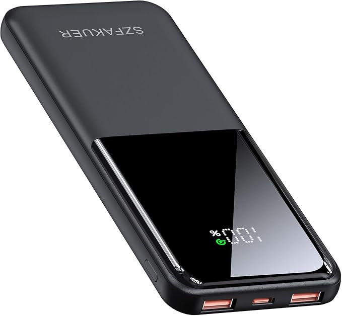 Portable Charger,Slim 10000mAh Power Bank,22.5W USB-C Fast Charging Battery Pack Compatible with iPhone 17/16/15/14/13/12 Pro Samsung Galaxy, iPad, AirPods, Android Tablets (Black) by Unknown