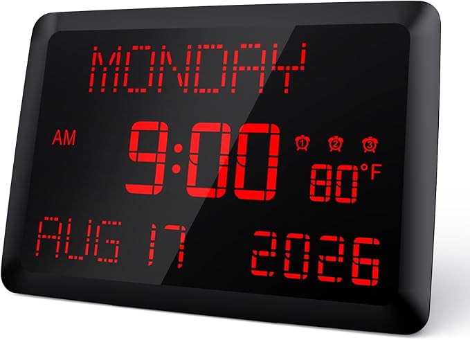 Raynic Digital Clock, 11.5" Large Display Digital Calendar Clock by Raynic
