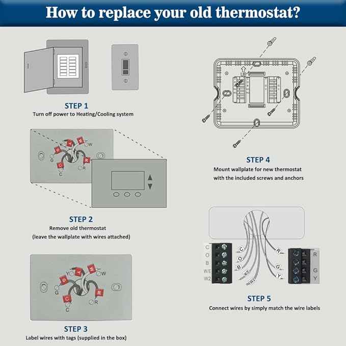 Thermostat for Heat Pump, NonProgrammable Thermostat for Home, Conventional - Image 5