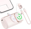 RORRY PalmGo Portable Charger, 10000mAh PD 22.5W Fast Charging Mini Power Bank with Built-in USB C Connector, 3-in-1 Battery Pack for iPhone 17/16/15 Pro/Max, Apple Watch Ultra/11/10/SE, iPad, Pink by RORRY