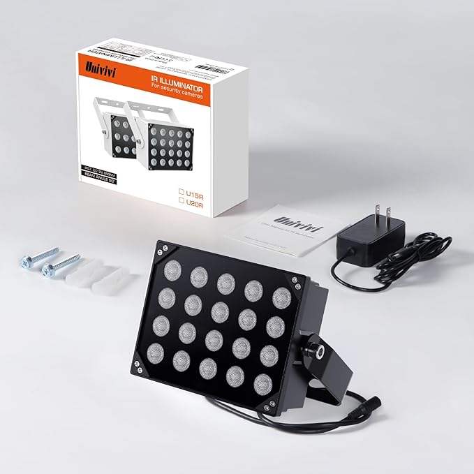 Univivi IR Illuminators 20 LEDs 850nm Long Range Illuminator 90 Degree Wide - Image 6