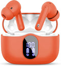Wireless Earbuds, Bluetooth 5.4 Headphones Bass Stereo/Clear Calls, Orange | Ear Buds with Noise Cancelling Mic LED Display in Ear Earphones IP7 Waterproof 36H Bluetooth Earbuds for Phones/Sport/Laptop by Btootos