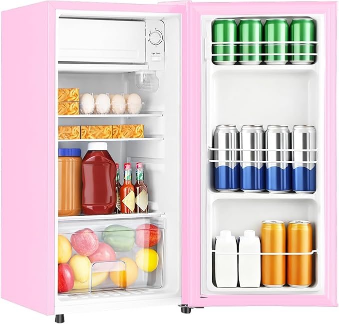 3.1 Cu.Ft Mini Fridge with Freezer, Single Door Mini Refrigerator, 5 Settings Temperature Adjustable, Compact Refrigerator for Apartment,Dorm, Office, Bedroom by HAILANG