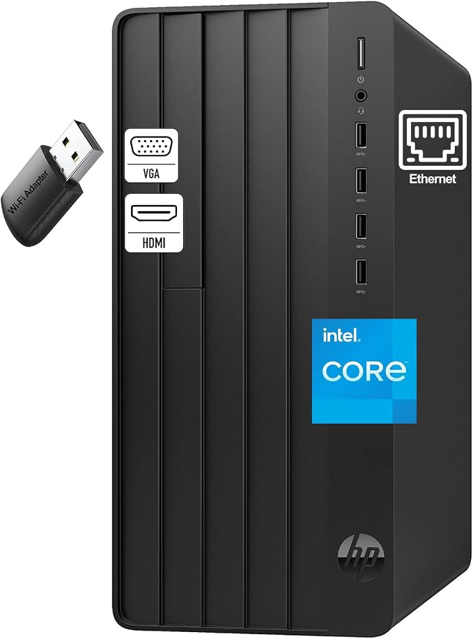 HP Desktop Computer 2026 Tower for Home Student & Business, 13th Gen Intel Quad-Core Processor, 64GB DDR4 RAM, 2TB PCIe SSD, WiFi Adapter, VGA, RJ-45, HDMI, Keyboard and Mouse, Windows 11 Home by Unknown