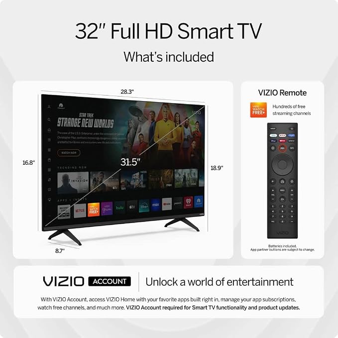 VIZIO 32 Inch V Series Full Array LED Smart HD TV 720p Bluetooth Compatible with VRR, DTS Virtual X, Airplay 2 and Chromecast Built-in (VHD32M-0810) (Renewed) - Image 4