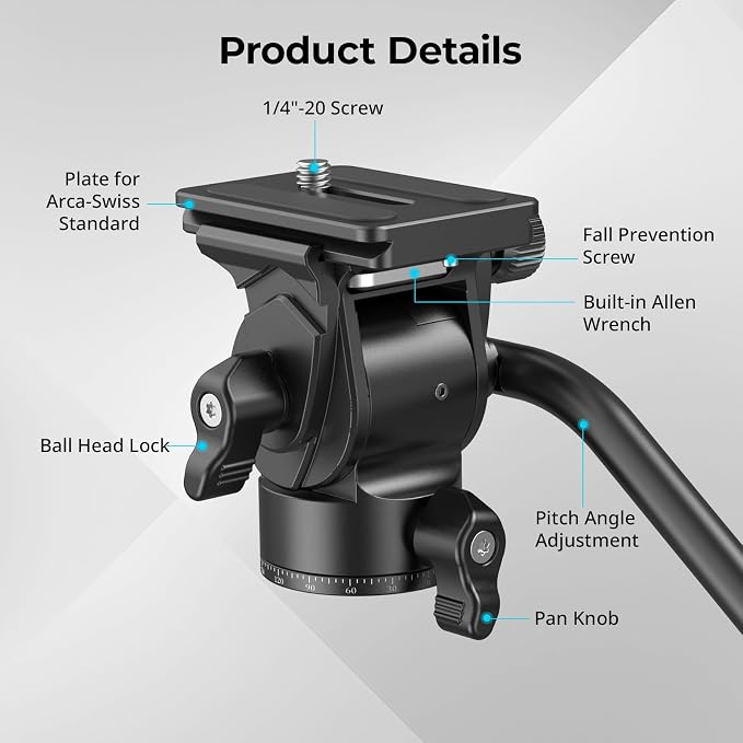 SmallRig CH10 Tripod Fluid Head, Compact Video Head - Image 5