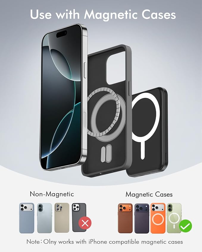 podoru for Magsafe Battery Pack, 5000mAh Magnetic Power Bank with Type-C Cable 20W PD Fast Charging Lighting Input Wireless Portable Charger for iPhone 17/16/15/14/13/12/ All Series-Black - Image 2