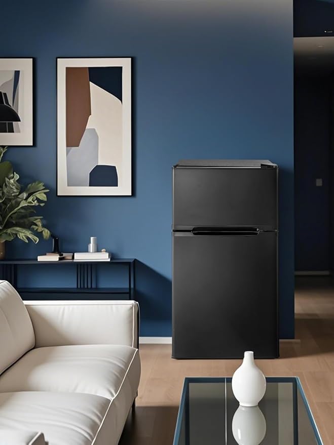 Mini Fridge with Freezer for Bedroom, 3.1 Cu.ft Double Doors Small Refrigerator with Ice Tray, Removable Shelves, Temperature Control Mini Refrigerator for Dorm and Office - Image 8