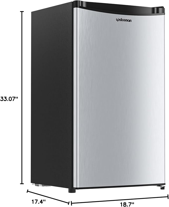 Upstreman 3.2 Cu.Ft Mini Fridge with Freezer, Stainless Steel-SR321 | Adjustable Thermostat, Energy Saving, Low Noise, Reversible Door, Small Refrigerator for Dorm, Bedroom, Office - Image 10