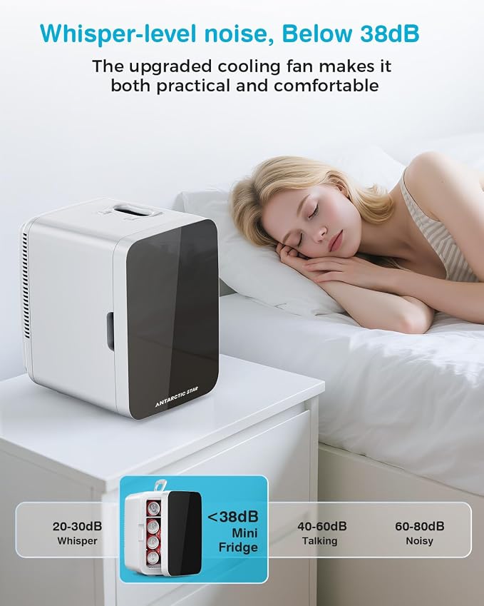 Antarctic Star Compact Mini Fridge, 10L Portable Small Refrigerator, 2.6 Gal Desktop Fridge with AC/DC Adapters, Small Cosmetics Cooler for Beverage, Food, Makeup, Bedroom, Office, Dorm, White - Image 6