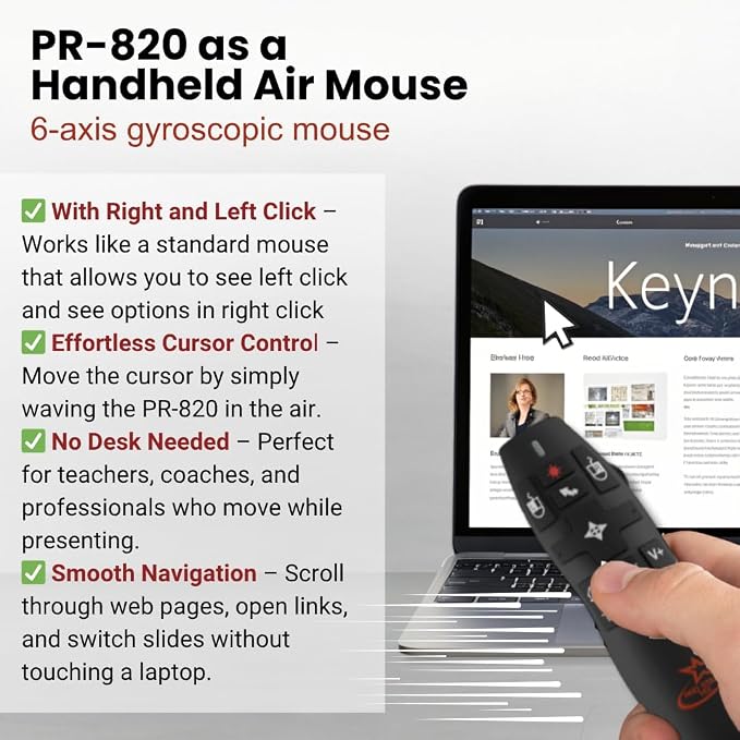 PR-820 Presentation Clicker for Mac – Smartboard Remote PowerPoint Clicker - Image 5