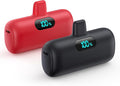 [2 Pack]Mini Portable Charger 5000mAh,Ultra-Compact 15W PD Fast Charging Power Bank,LCD Display Cute Battery Pack Backup Charger Compatible with iPhone 14/14 Pro Max/13 Pro/12/11/XR/8/7/6-Green+Purple by Feob
