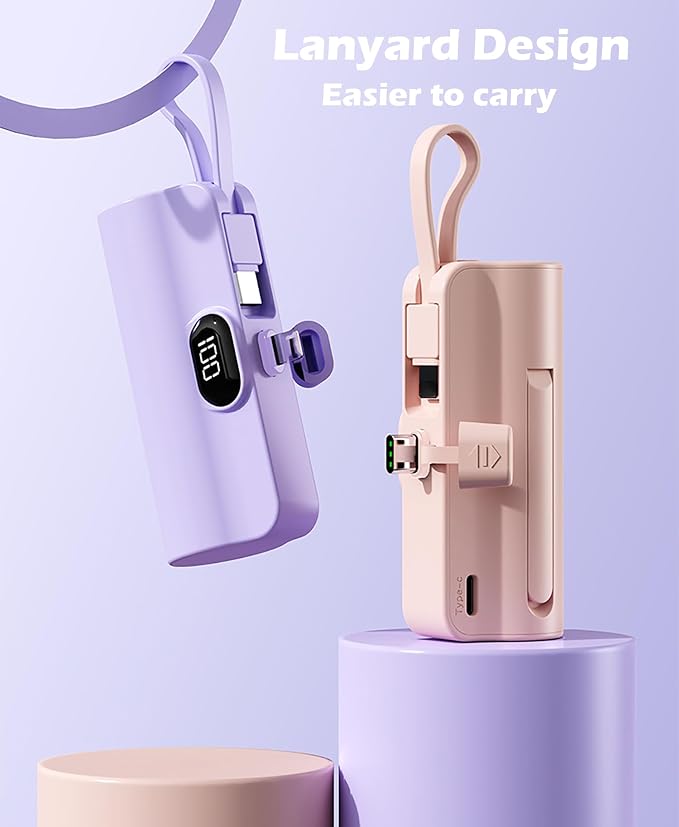 Mini power bank 5500mAh Portable Power Bank,Dual USB-C ports Cell Phone Power Charger, LCD LED Display Battery Compatible with iPhone17/16/15 plus/15 pro/15 pro Max/Android phone/Samsung/Moto/LG etc - Image 5