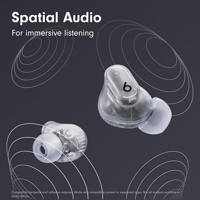 Beats Studio Buds + | True Wireless Noise Cancelling Earbuds, Enhanced Apple & Android Compatibility, Built-in Microphone, Sweat Resistant Bluetooth Headphones, Spatial Audio - Transparent - Image 4