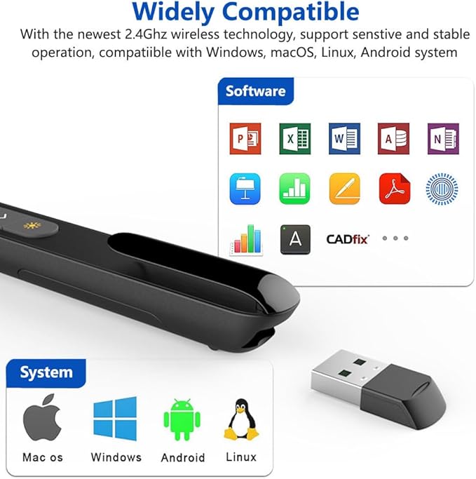 Presentation Clicker for PowerPoint, RF Wireless Presenter Remote - Image 5