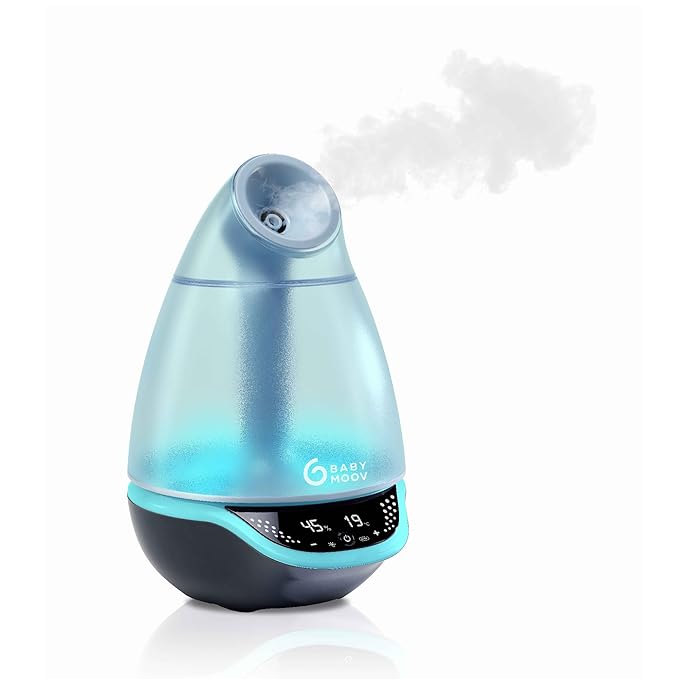 Babymoov Hygro Plus Cool Mist Humidifier 3-in-1 Humidity Control, Multicolored Night Light & Essential Oil Diffuser Easy Use and Care (NO Filter Needed) by Babymoov