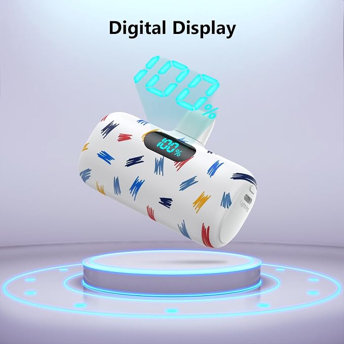 Mini Portable Charger for iPhone,5000mAh PD Fast Charging Battery Pack,LCD Display Cute Power Bank Portable Phone Charger for iPhone 14/14 Pro Max/13/13 Pro/12 Pro/11/XS/XR/X/8/7/6 - Image 5