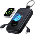 RORRY Portable Charger, 20000mAh PD 30W Portable Charger Power Bank with 2 Built-in Cables, Super Fast Charging Battery Pack with Keychain, Travel Essentials for iPhone, Apple Watch, iPad, Black by RORRY