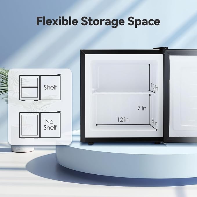 Antarctic Star 1.1 Cu.ft Small Upright Freezer, Compact Mini Freezer with Adjustable Thermostat, Removable Shelves, Reversible Door Hinge, Quiet for Home/Office/Dorm/Kitchen - Image 7