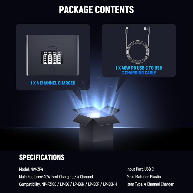 NEEWER 2 in 1 Four Channel USB Battery Charger - Image 9