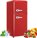 Mini Fridge with Freezer, 3.2 Cu.Ft Retro Double Door Refrigerator with 7 Level Thermostat, Adjustable Removable Glass Shelves for Bedroom Office Apartment Dorm Bar (RED, 3.2 Cu.Ft.) by Bodare