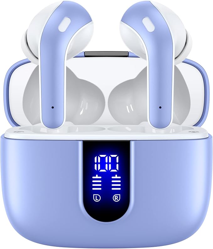 TAGRY Bluetooth Headphones True Wireless Earbuds 60H Playback LED Power Display Earphones with Wireless Charging Case IPX5 Waterproof in-Ear Ear buds with Mic for TV Smart Phone Laptop Computer Sports by TAGRY