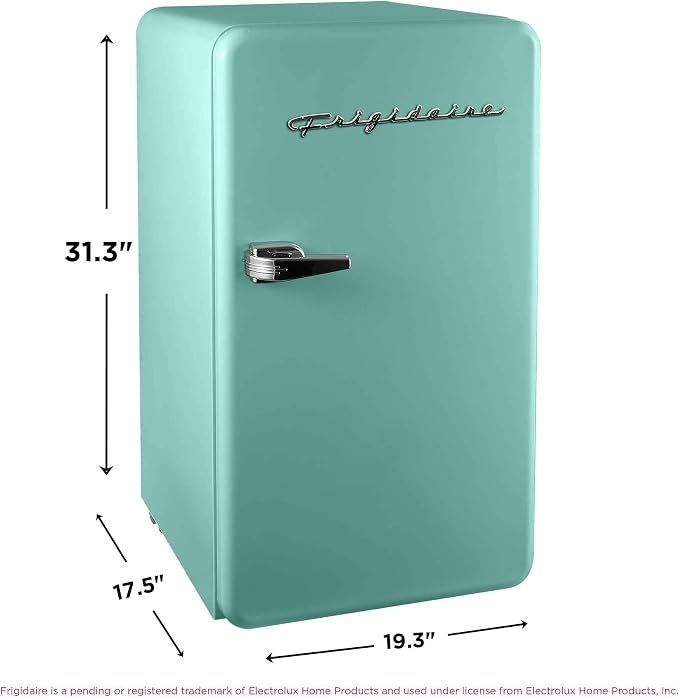 Frigidaire Retro Compact Refrigerator with Chiller, 3.2 cu ft Countertop Fridge, Built-In Bottle Opener, Rounded Corners, Premium, for Office, Bedroom, Dorm Room, Cabin, 18.5D x 20W x 31.5H (Mint) - Image 5