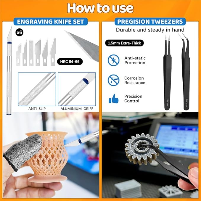50Pcs 3D Printer Tool Kit & Accessories - Image 5