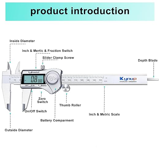 Kynup Digital Caliper 6 Inch Measuring Tool, Professional Stainless Steel - Image 5