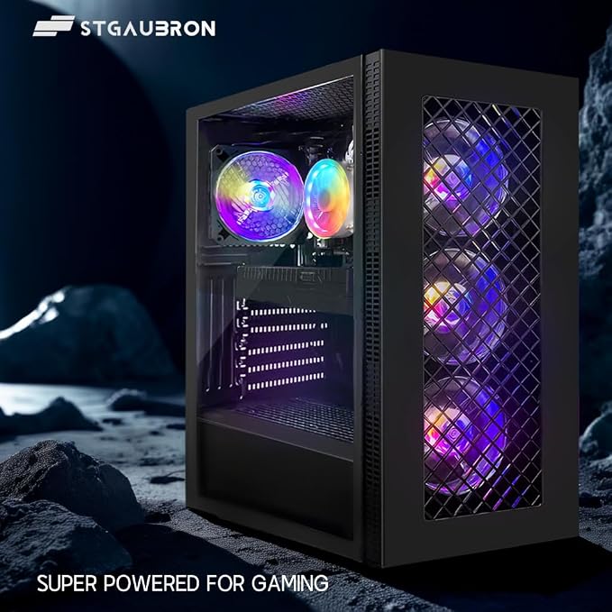 STGAubron Gaming PC Desktop,Corei7 8th Gen,RX 5700 8G,16G DDR4,512G SSD | Gaming Computer Tower for Streaming,Video Editing,Home,School,I7 up to 4.1GHz,ARGB Fan,WiFi 6,BT 5.2,4K DP,HDMI,Win11 Home - Image 2