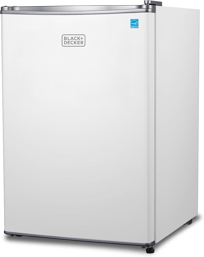BLACK+DECKER 2.5 Cu. Ft. Compact Refrigerator, Energy Star, BCRK25W, White | Energy Star Certified, Single Door Mini Fridge with Chiller Compartment, Personal Fridge for Home or Dorm, R600a Refrigerant by Unknown