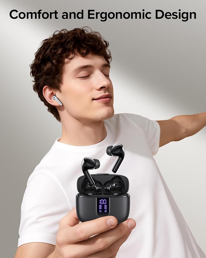 TAGRY Bluetooth Headphones True Wireless Earbuds 60H Playback LED Power Display Earphones with Wireless Charging Case IPX5 Waterproof in-Ear Ear buds with Mic for TV Smart Phone Laptop Computer Sports - Image 2