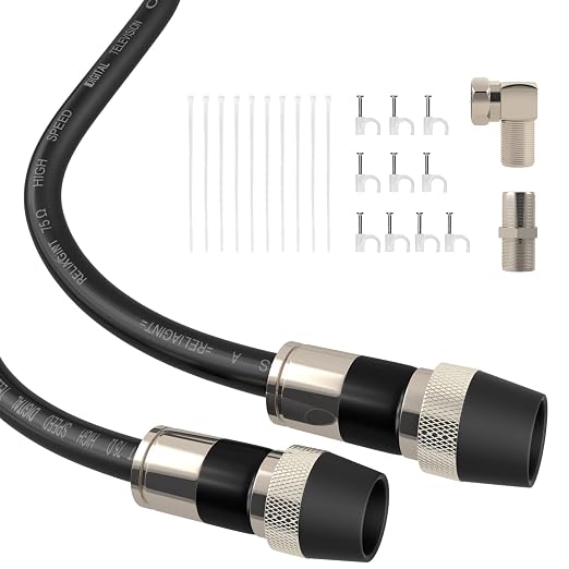 20ft RG6 Coaxial Cable, 75 Ohm TV Coax Cable by RELIAGINT