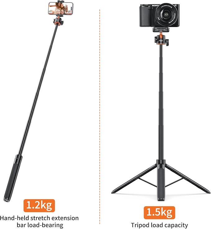 VRIG TP16 Camera Tripod, 5 Levels Adjustment 360° Ball Head Loads Up - Image 8