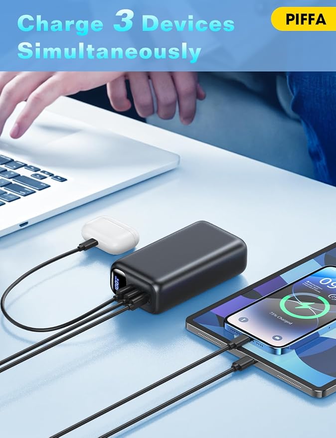 PIFFA Portable Charger Power Bank - 50000mAh Battery Pack, 22.5W Fast Charging Powerbank,Travel Essential for Portable Phone Charger, USB-C Phone Charger for iPhone 17/16/15/14/13 Samsung Google-Dark - Image 8