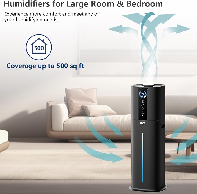 9L Smart Humidifiers for Bedroom Large Room, 2.3Gal Cool Mist Top Fill Diffuser App & Remote Control, 3 Mist Modes, Quiet Humidifier for Home Office Plant (Black) - Image 5