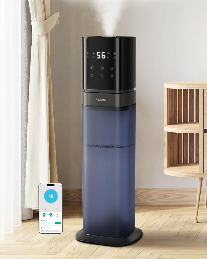 Humidifiers for Bedroom 2.1Gal/8L, Smart Humidifier Large room, Cool Mist Humidifiers for Bedroom Large Room with Extended Tube, WIFI App&Voice Control, Humidifiers for Home Baby Plants, Blue by IndoorExpertAirImprovement