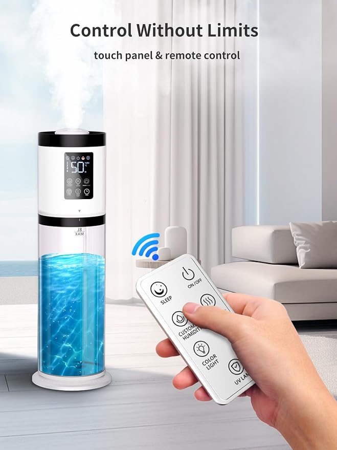 8L Humidifiers for Bedroom, 30dB Quiet, 500ft² Coverage, 60H Runtime, Top Fill, 3-in-1 Humidifier Large Room & Essential Oil Diffuser & Ambient Light, Sleep Mode, 16H Timer, Auto Shutoff Protection - Image 7