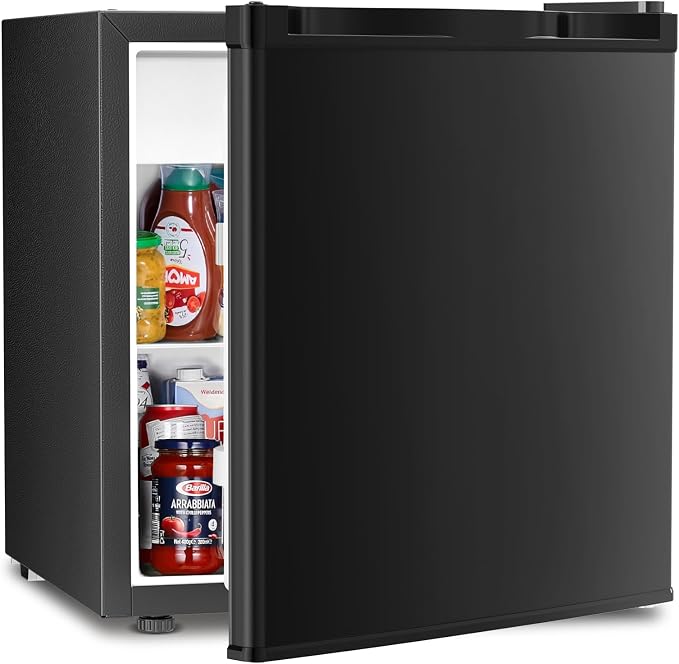 Antarctic Star Compact Refrigerator Mini Fridge with Freezer, Single Reversible Door, Dorm Fridge, Wire Shelf, Defrost Button, for Bedroom, Office, kitchen, 1.7 Cu. Ft, Black by AntarcticStar