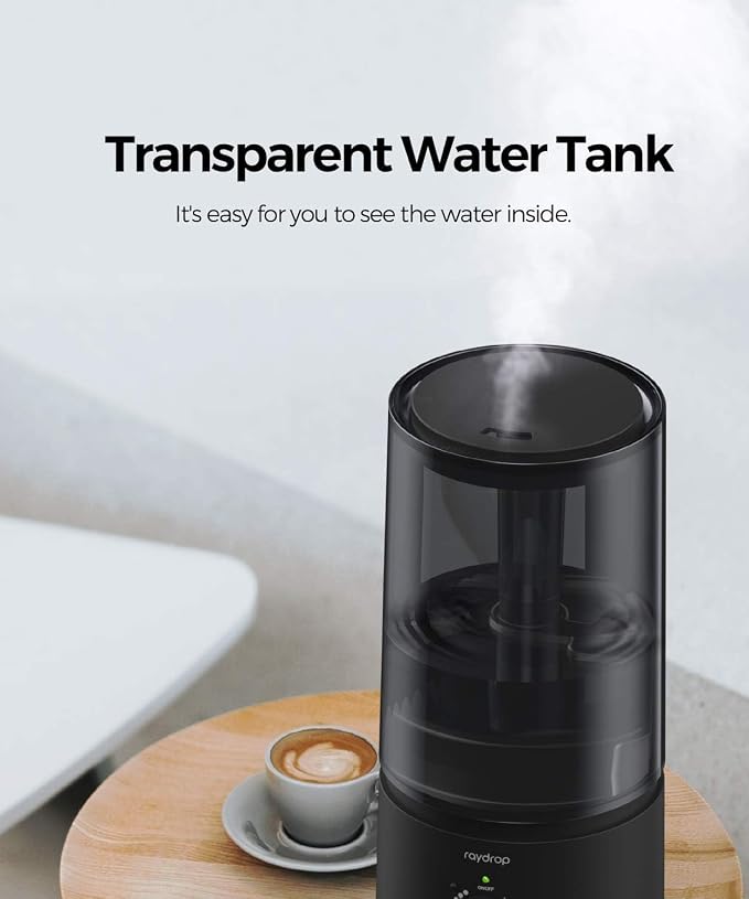 raydrop Humidifiers for Bedroom, raydrop Cool Mist Humidifiers for Babies, 1.0L Quiet Ultrasonic Humidifier, Space-Saving, Filterless, Auto Shut Off - (0.26 Gallon, US 110V) - Image 6