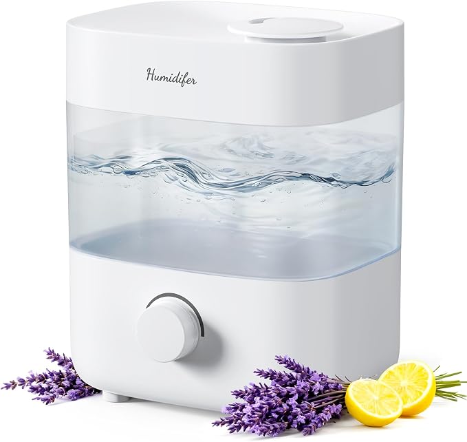 Humidifiers for Bedroom, 2L Tank for 15H, 20dB Quiet Mist Time, Dual Nozzles, Auto Shut-Off, Rotate to Adjust Mist Intensity, Rapid Ultrasonic Humidification for Baby Nursery and Plant (White) by MRWALK