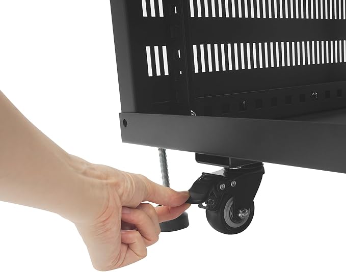 12U Home Audio & Video Stage Stereo Equipment Storage Cabinet Stand On Wheels - Image 5