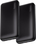 Miady 2-Pack Portable Charger, Slim 10000mAh Power Bank Travel Battery Pack 3 Outputs 2 Inputs Compatible with iPhone 17/16/15/14/13 Galaxy S24/22 iPad Android etc (2 Black) by Miady