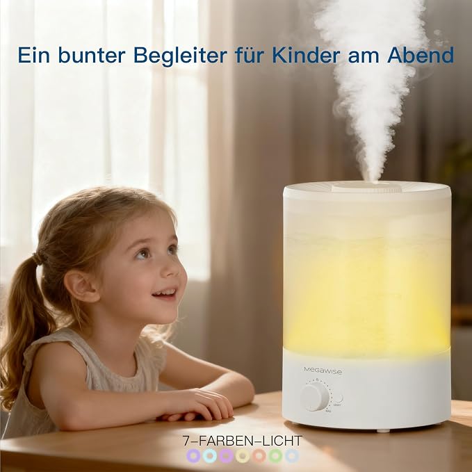 MEGAWISE 2 pack 3.5L Ultrasonic Cool Mist Humidifier – Top-Fill, Essential Oil Diffuser, Quiet Operation, Night Light, Auto Shut-Off for Home & Office (2) - Image 5