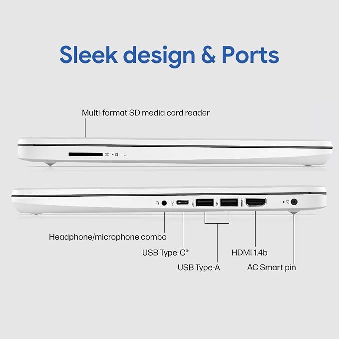 HP 14" Laptop · Microsoft 365 Included · 576GB Storage (64GB + 512GB SD) · 4GB RAM · HD Display · 12-Hour Battery · WiFi · Bluetooth · Windows 11 White - Image 5
