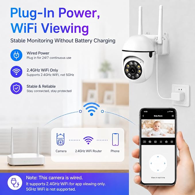 Security Camera Indoor 1080P Wired, Pan/Tilt Control, Two-Way Audio, Easy Setup - Image 7