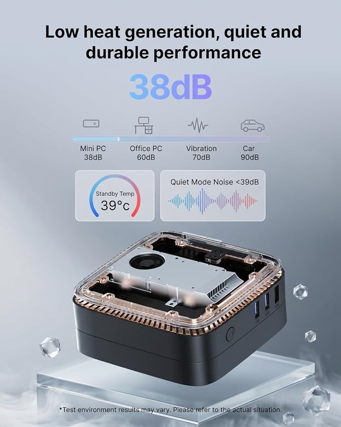 KAMRUI AK1PLUS Mini PC Computer, Intel Celeron N5095 (Up to 2.9GHz), 16GB RAM 256GB SSD, Dual 4K Mini Desktop Computer, Support 2.5'' SSD Expansion, WiFi, Bluetooth, Ethernet, Business Home Office PC - Image 9